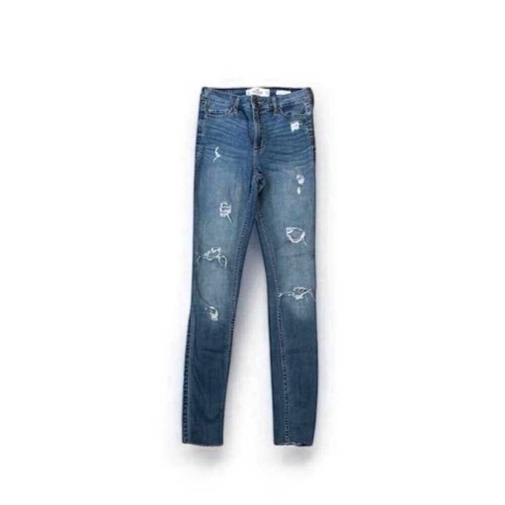 Hollister Medium Wash Distressed Jeans Size 1L